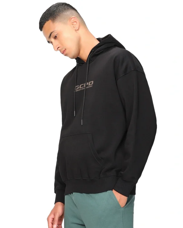 Men's Black Wanted Criminal Graphic Printed Oversized Hoodies - Image 3