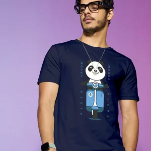 Men's Blue Rider Vroom Panda Graphic Printed T-shirt