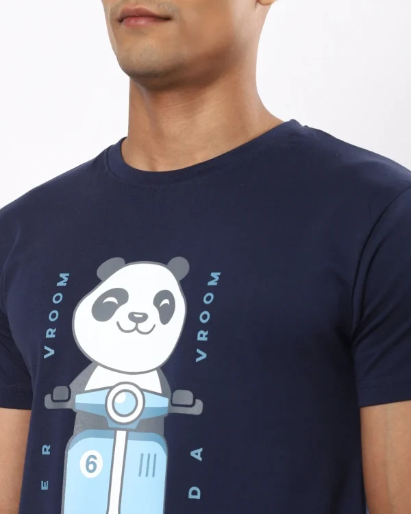 Men's Blue Rider Vroom Panda Graphic Printed T-shirt - Image 5