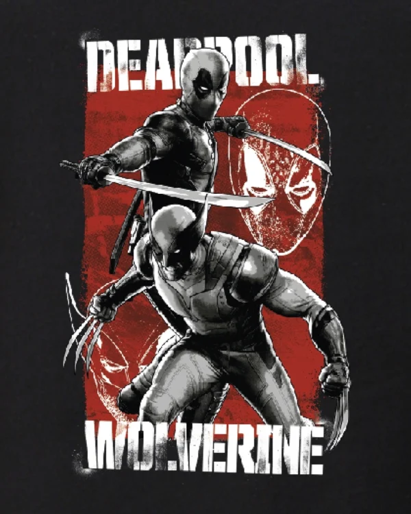 Men's Black Deadpool Duo Graphic Printed Oversized T-shirt - Image 4