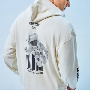 Men's Gardenia ALF Outer Space Graphic Printed Oversized Hoodie